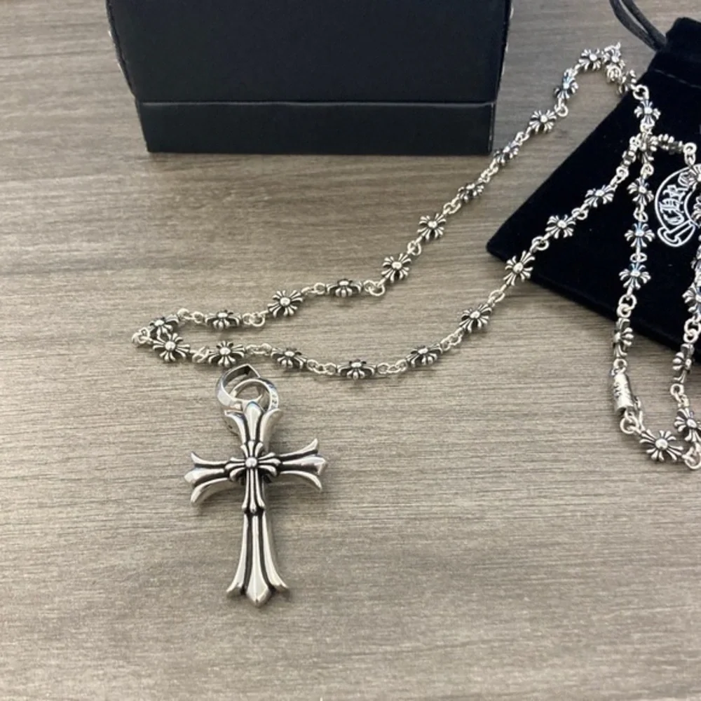 Chrome Hearts Silver Cross Pendant Necklace